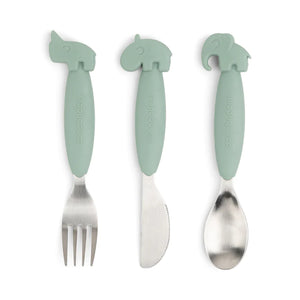 DONE BY DEER easy-grip cutlery set - green