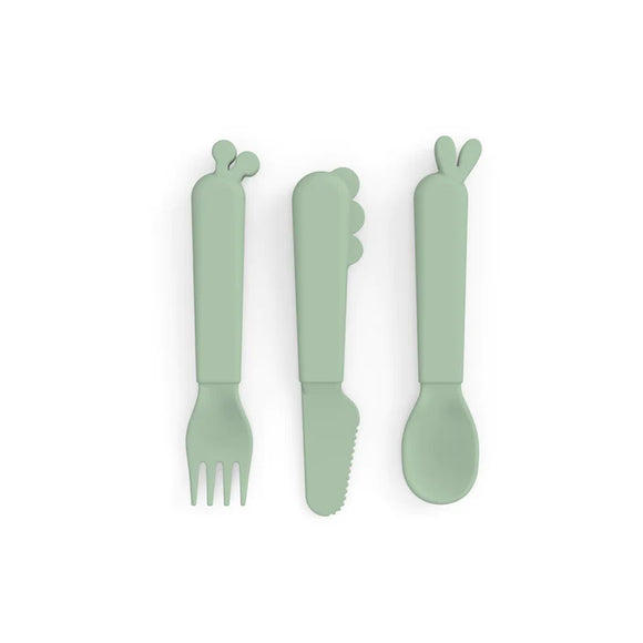 kiddish cutlery set - deer friends - green